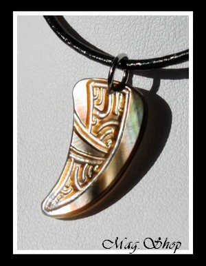 Maohi Marquisien Collier Nacre de Tahiti 2.5cm Reflets Ocres Ambrés MAG.SHOP