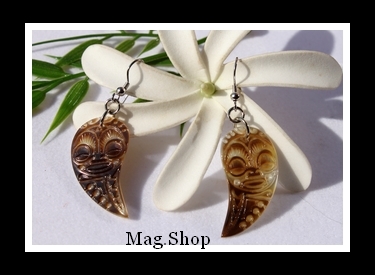 Maohi Tikis Boucles D`Oreilles Nacres de Tahiti Modèle 1 MAG.SHOP