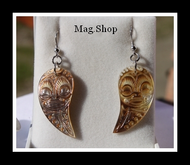 Maohi Tikis Boucles D`Oreilles Nacres de Tahiti Modèle 1 MAG.SHOP