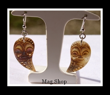 Maohi Tikis Boucles D`Oreilles Nacres de Tahiti Modèle 1 MAG.SHOP