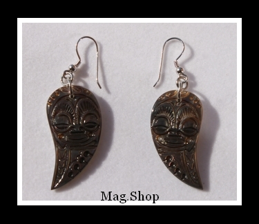 Maohi Tikis Boucles D`Oreilles Nacres de Tahiti Modèle 2 MAG.SHOP