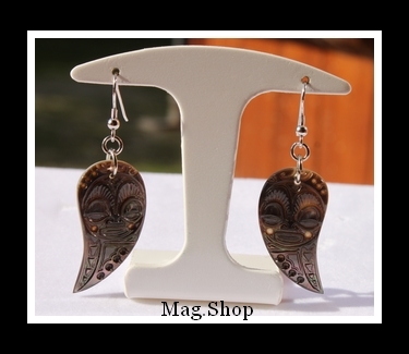 Maohi Tikis Boucles D`Oreilles Nacres de Tahiti Modèle 2 MAG.SHOP