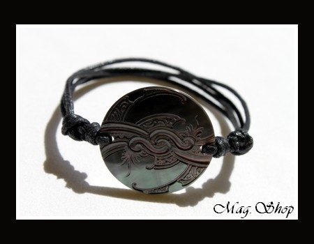 Marquises Collection  Bracelet Tuamotu Vagues Marquisien Nacre de Tahiti 3cm MAG.SHOP