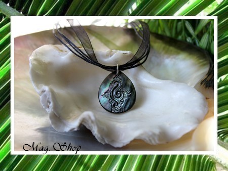 Marquises Collection - Collier Miti Manihi Vagues Nacre de Tahiti 3cm MAG.SHOP