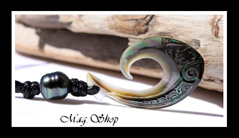 Mataura Hameçon Tiki Collier Moana Nacre & Perle de Tahiti Modèle 4 MAG.SHOP
