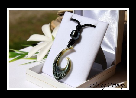 Mataura Hameçon Tiki Collier Moana Nacre & Perle de Tahiti Modèle 4 MAG.SHOP