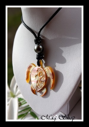 Mehetia Vagues Collier Tortue Nacre & Perle de Tahiti Modèle 3 MAG.SHOP