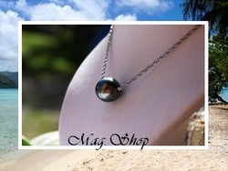 Silver Sea Collection - Collier Mehiti Perle Semi-Baroque de Tahiti 10.25mm/B+ Gris/Verts Aubergines / Taille 40cm Argent Rhodié 925 (1.69g) (photos non contractuelles)