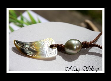 Merehau Marquisien Collier Nacre & Perle de Tahiti Modèle 23 MAG.SHOP