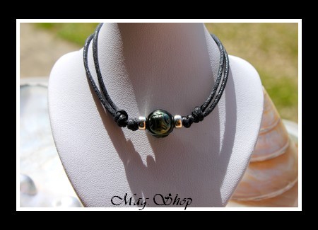 Moana Collection Collier Surfeur Perle Ronde Gravée de Tahiti MAG.SHOP