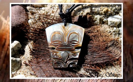 Moana Collection  Collier TIKI Mana Sculpté Nar de Tahiti H4cm MAG.SHOP