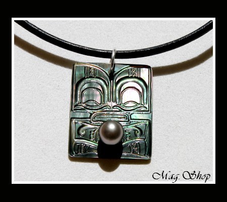 Moana Perles Collection Collier Rangiroa TIKI Marquisien Nacre & Perle Cerclée de Tahiti MAG.SHOP