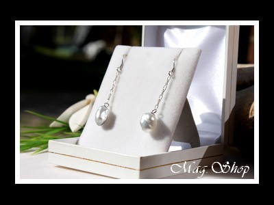 Moehala Boucles Argent Rhodié 925 2 Perles Keishis de Tahiti Modèle 1 MAG.SHOP