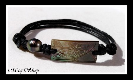 Moorea Nui Marquisien Bracelet Nacre & Perle de Tahiti MAG.SHOP