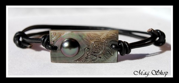 Moorea Nui Tortue Bracelet Nacre & Perle de Tahiti MAG.SHOP
