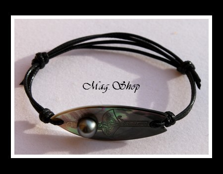 Nengo Bracelet Planche de Surf Raie Nacre & Perle de Tahiti Modèle 2 MAG.SHOP