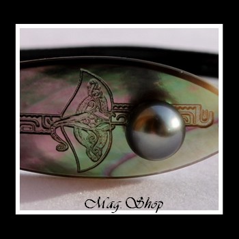 Nengo Bracelet Planche de Surf Raie Nacre & Perle de Tahiti Modèle 2 MAG.SHOP