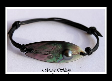 Nengo Bracelet Planche de Surf Raie Nacre & Perle de Tahiti Modèle 2 MAG.SHOP