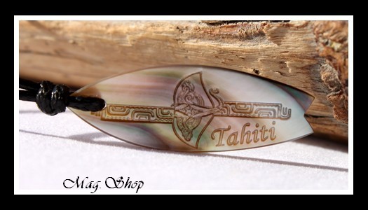 Nengo Collier Planche de Surf Raie TAHITI Nacre de Tahiti Modèle 13 MAG.SHOP