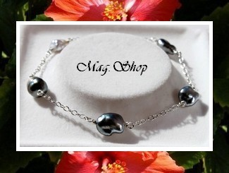 Keishis Collection / Bracelet Argent 925 Nuku Hiva 5 Perles Keishis Baroques env. 9mm/A de Tahiti / Taille 19cm (3.67g) (photos contractuelles)
