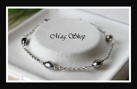 Nuku Hiva Bracelet Argent Rhodié 925 5 Perles Keishis Baroques de Tahiti Reflets Gris MAG.SHOP