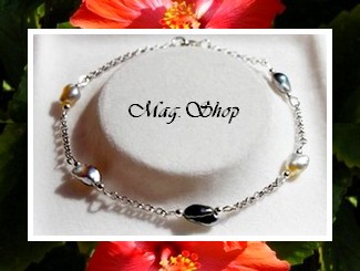 Keishis Collection / Bracelet Argent Rhodié 925 (env.1.59g) Nuku Hiva 5 Perles Keishis Baroques env. 7mm/7.50mm/A de Tahiti / Taille 18cm (photos non contractuelles)