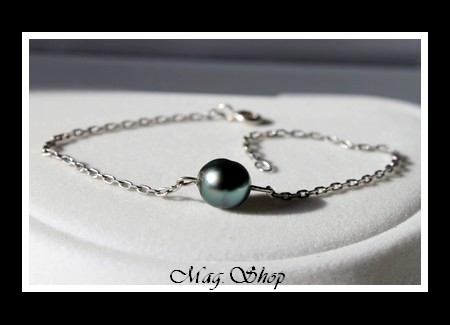 Nuku Hiva Bracelet  Argent Rhodié 925 Perle Cerclée de Tahiti MAG.SHOP