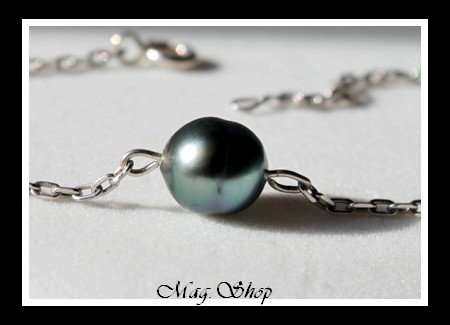 Nuku Hiva Bracelet  Argent Rhodié 925 Perle Cerclée de Tahiti MAG.SHOP
