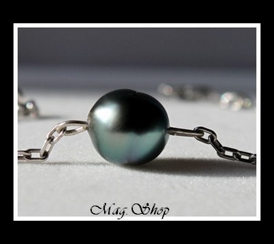 Nuku Hiva Bracelet  Argent Rhodié 925 Perle Cerclée de Tahiti MAG.SHOP