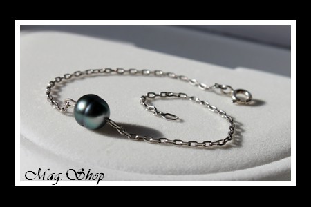 Nuku Hiva Bracelet  Argent Rhodié 925 Perle Cerclée de Tahiti MAG.SHOP