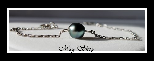 Nuku Hiva Bracelet  Argent Rhodié 925 Perle Cerclée de Tahiti MAG.SHOP