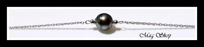 Nuku Hiva Bracelet Argent Rhodié 925 Perle Cerclée de Tahiti Reflets Gris-Bleus MAG.SHOP