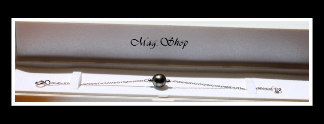 Nuku Hiva Bracelet Argent Rhodié 925 Perle Cerclée de Tahiti Reflets Gris-Bleus MAG.SHOP