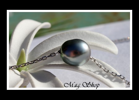 Nuku Hiva Collier Argent Rhodié 925 Perle de Tahiti Modèle 4 MAG.SHOP