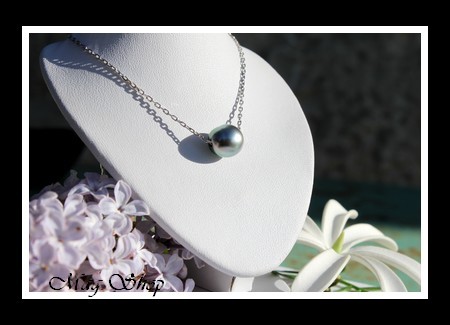 Nuku Hiva Collier Argent Rhodié 925 Perle de Tahiti Modèle 4 MAG.SHOP