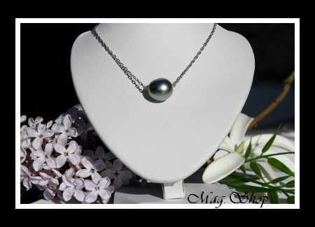 Nuku Hiva Collier Argent Rhodié 925 Perle de Tahiti Modèle 4 MAG.SHOP
