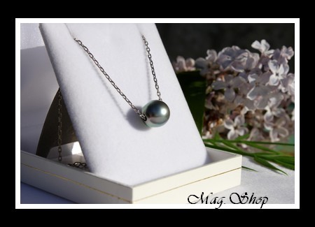 Nuku Hiva Collier Argent Rhodié 925 Perle de Tahiti Modèle 4 MAG.SHOP