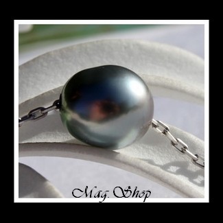 Nuku Hiva Collier Argent Rhodié 925 Perle de Tahiti Modèle 4 MAG.SHOP