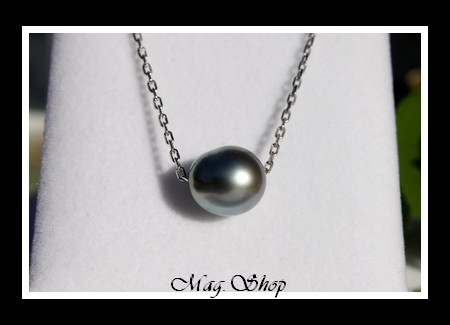 Nuku Hiva Collier Argent Rhodié 925 Perle de Tahiti Modèle 4 MAG.SHOP