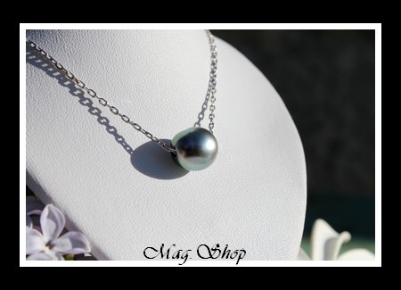 Nuku Hiva Collier Argent Rhodié 925 Perle de Tahiti Modèle 4 MAG.SHOP