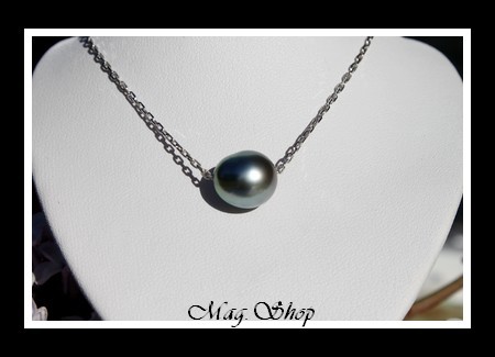 Nuku Hiva Collier Argent Rhodié 925 Perle de Tahiti Modèle 4 MAG.SHOP