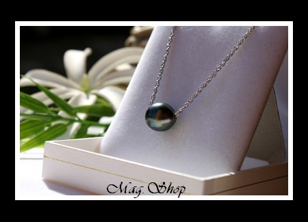 Nuku Hiva Collier Argent Rhodié 925 Perle de Tahiti Modèle 6 MAG.SHOP