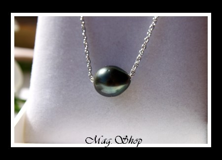 Nuku Hiva Collier Argent Rhodié 925 Perle de Tahiti Modèle 6 MAG.SHOP