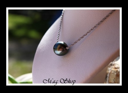 Nuku Hiva Collier Argent Rhodié 925 Perle de Tahiti Modèle 6 MAG.SHOP