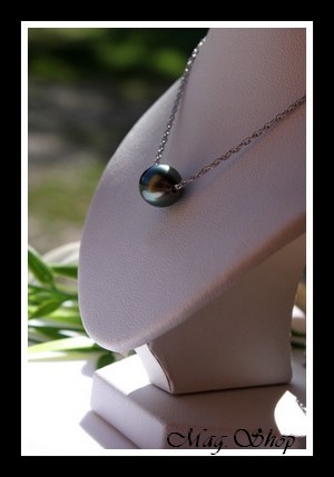 Nuku Hiva Collier Argent Rhodié 925 Perle de Tahiti Modèle 6 MAG.SHOP