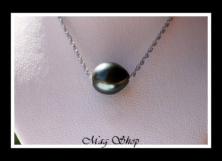 Nuku Hiva Collier Argent Rhodié 925 Perle de Tahiti Modèle 6 MAG.SHOP