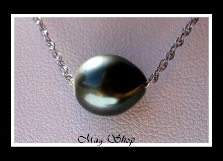 Nuku Hiva Collier Argent Rhodié 925 Perle de Tahiti Modèle 6 MAG.SHOP