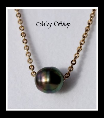 Nuku Hiva Plaqué OR Vermeil Collier  Perle Baroque de Tahiti MAG.SHOP