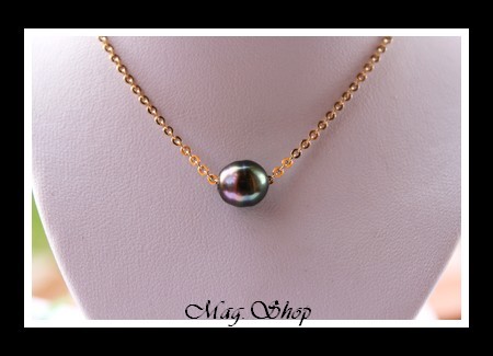 Nuku Hiva Plaqué OR Vermeil Collier  Perle Baroque de Tahiti MAG.SHOP