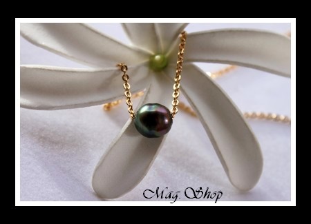 Nuku Hiva Plaqué OR Vermeil Collier  Perle Baroque de Tahiti Modèle 1 MAG.SHOP TAHITI
